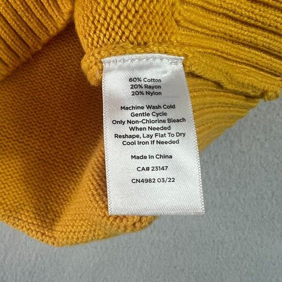 Talbots Ruffle Bib Front Pullover Sweater Small Petite Marigold Yellow Gold - Picture 6 of 6